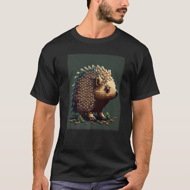 Camiseta ouriço retrô de 8 bits Pixel (Frente)