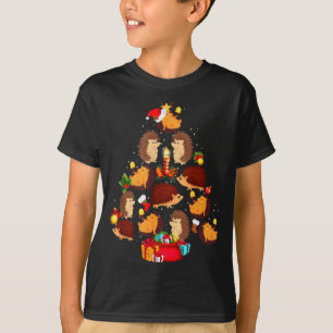 Camiseta Ouriços Engraçados Árvore de Natal Luz Pijama Ouri