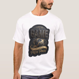 Camiseta Ouro A VIDA É UM JOGO EU SÓ PRECISO PAUSAR v7