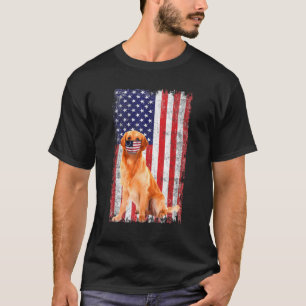 Camiseta Ouro Americano Flag Dog Veste Face Máscara 4º De J