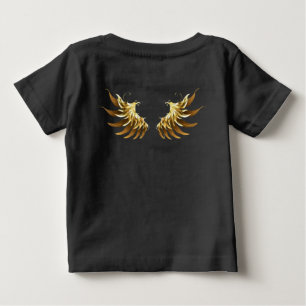 Camiseta Ouro Angel Wings sobre fundo preto