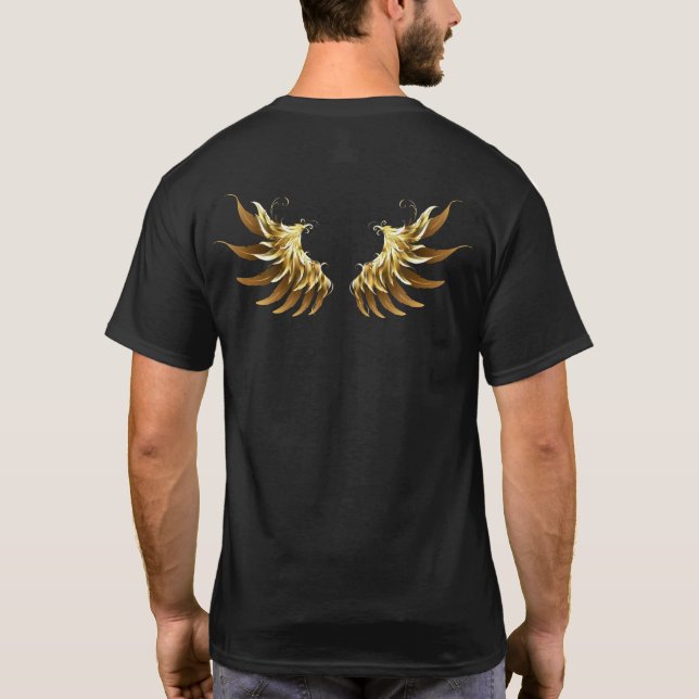Camiseta Ouro Angel Wings sobre fundo preto (Verso)