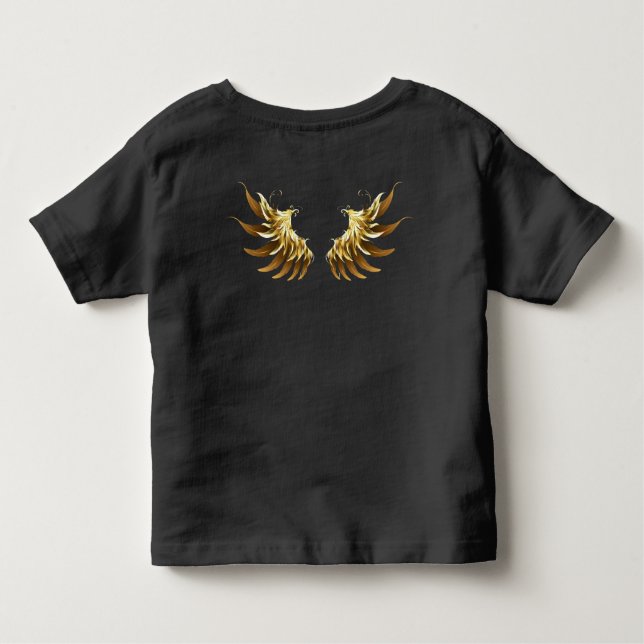 Camiseta Ouro Angel Wings sobre fundo preto (Verso)