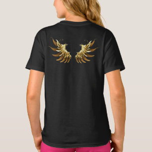 Camiseta Ouro Angel Wings sobre fundo preto