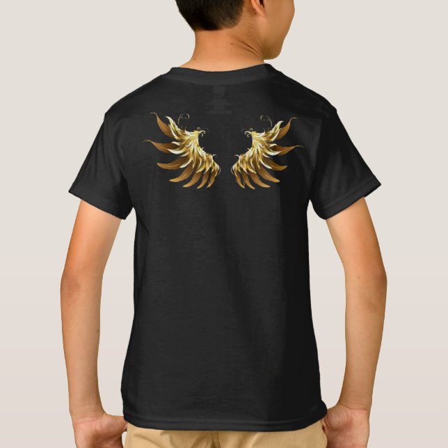 Camiseta Ouro Angel Wings sobre fundo preto (Verso)