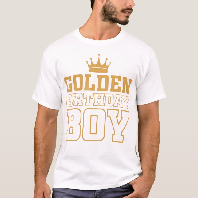 Camiseta Ouro Aniversário Boys Festa de aniversário Decoraç (Frente)