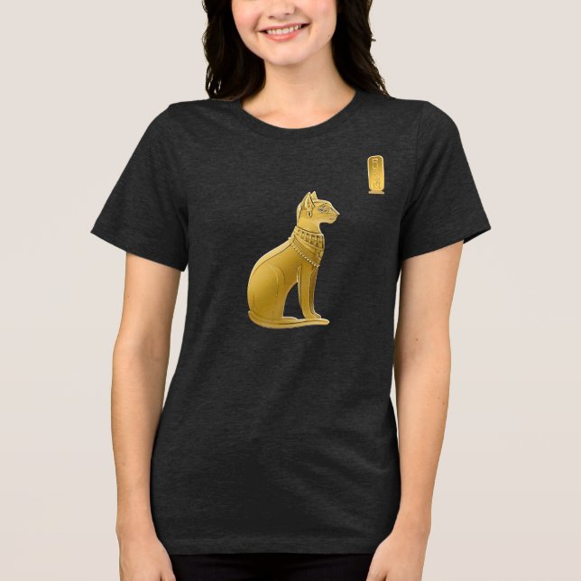 Camiseta Ouro Bastet - Deusa de Gato Egípcia (Frente)