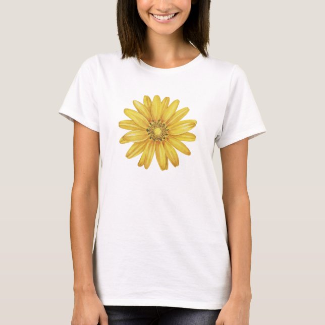 Camiseta Ouro Bloom - Elegante Floral Design (Frente)