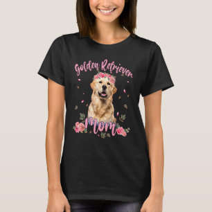 Camiseta Ouro Bonito Retriever Mãe Cachorro Flor Mulheres