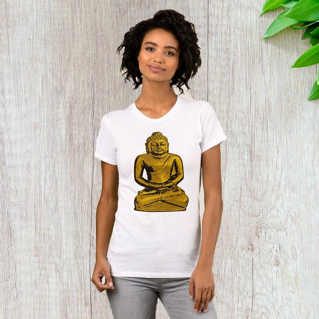 Camiseta ouro Buddha Mulher (Criador carregado)