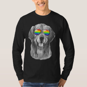 Camiseta Ouro Cachorro Indicador Óculos escuros Lgbt