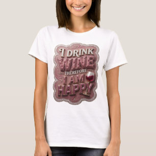 Camiseta Ouro Cativante EU BEBO VINHO PORTANTO SOU FELIZ
