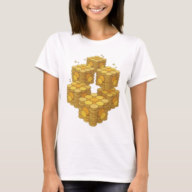 Camiseta Ouro Clássico Design de Texto Desconhecido (Frente)
