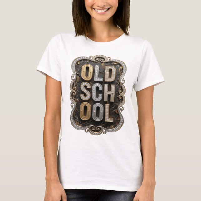 Camiseta Ouro Clássico Design Ousado OLD SCHOOL (Frente)