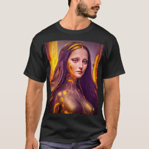 Camiseta Ouro Cyborg Mona Lisa