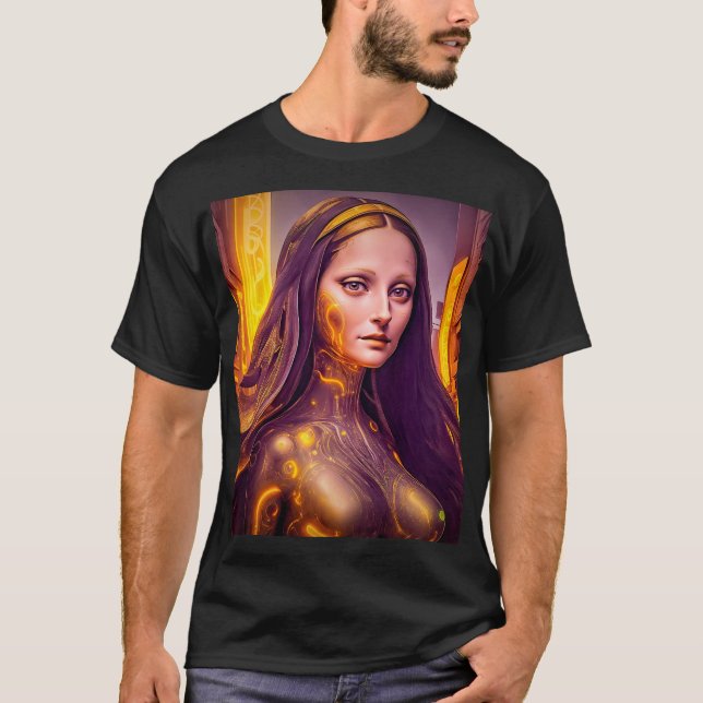 Camiseta Ouro Cyborg Mona Lisa (Frente)