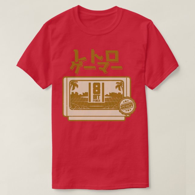 Camiseta Ouro de 8 bits para japonês (Frente do Design)
