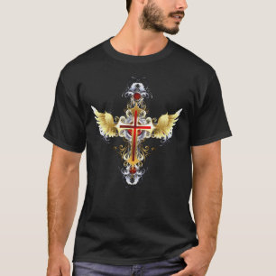 Camiseta Ouro De Aço Escuro Escuro Cristian Cross T Shirt