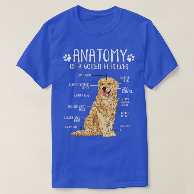 Camiseta Ouro de Anatomia Engraçado Cachorro do Retriever - (Frente do Design)