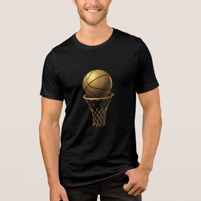 Camiseta Ouro de basquete e Design Hoop (Frente)