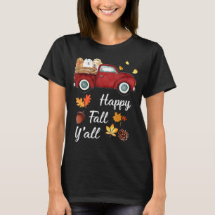 Camiseta Ouro de Caminhão Vermelho Feliz para Queda