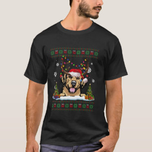 Camiseta Ouro de Dog Lovers Retriever Santa Hat Ugly Christ