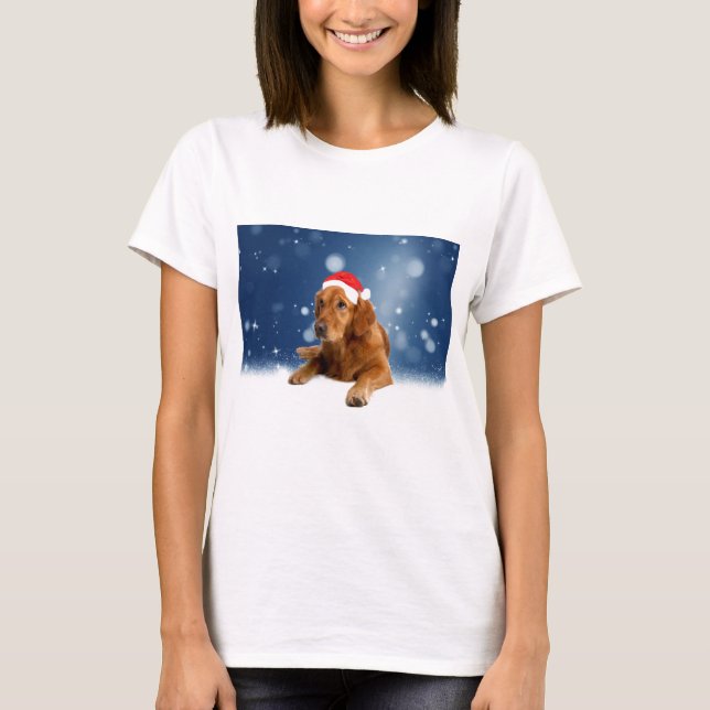 Camiseta Ouro de Natal Gelado Cachorro Cachorro Nata (Frente)