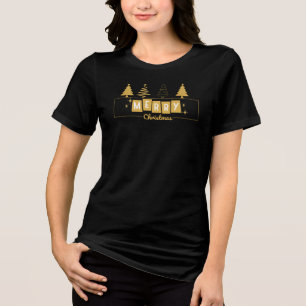 Camiseta Ouro de natal Merry Typografia Graphics 2024