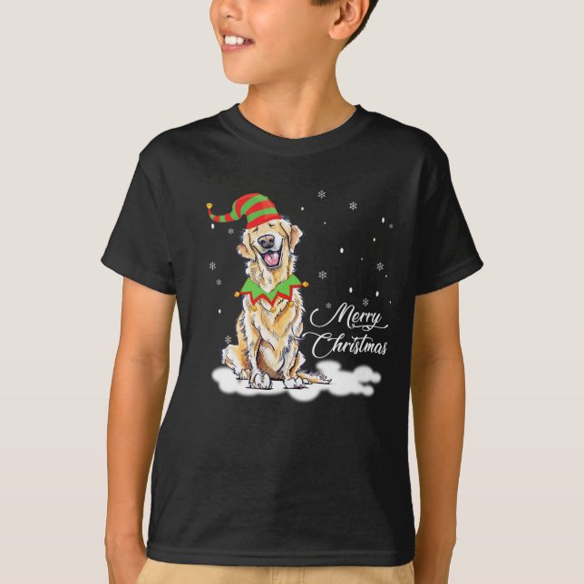 Camiseta Ouro de Natal para o Retriever com o Gift Engraçad (Frente)