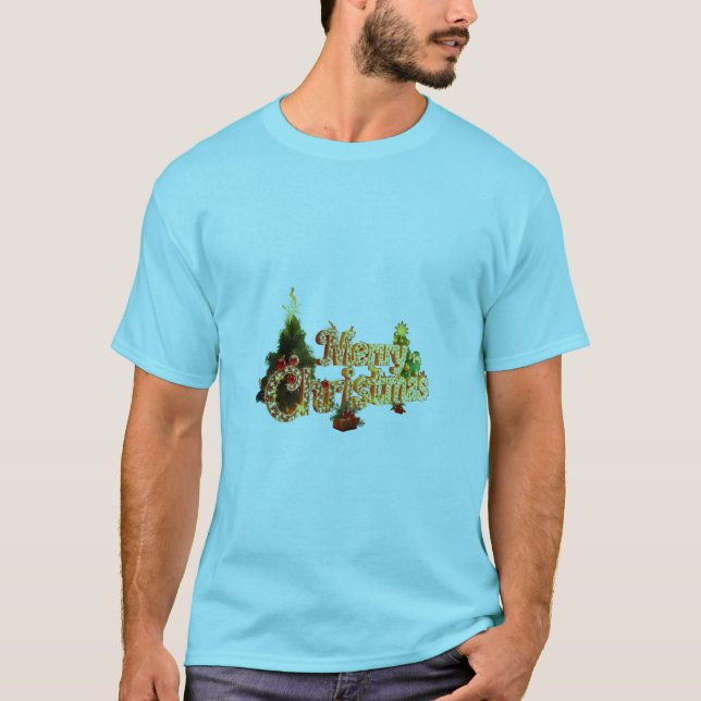 Camiseta Ouro de Natal Sparkle - Árvore Festiva (Frente)