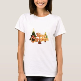 Camiseta Ouro de Natal Sparkle - Árvore Festiva