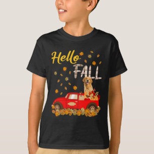 Camiseta Ouro de queda - Leaf Autumn Red Truck Dog Lo