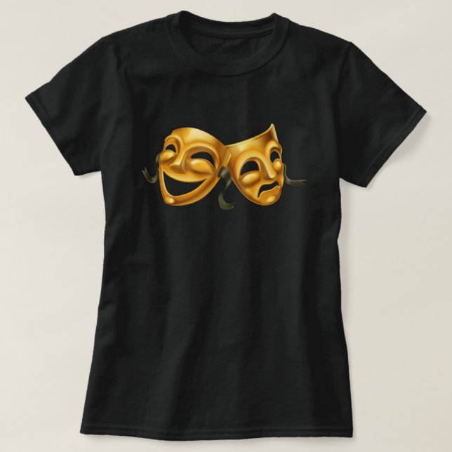 Camiseta Ouro de Teatro de Comédia Tragedy (Frente do Design)