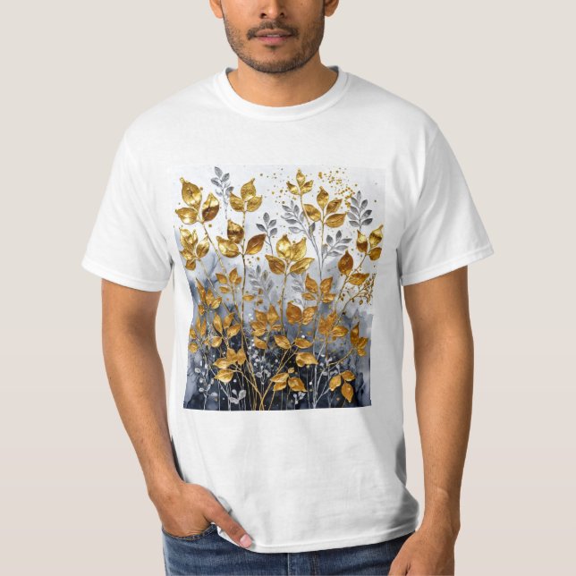 Camiseta Ouro decorativo deixa Design nº 1 (Frente)