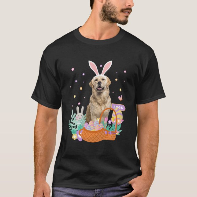 Camiseta Ouro divertida recuperadora de ovos de cão caçar c (Frente)