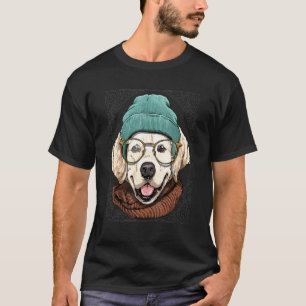 Camiseta Ouro do hipster Retriever Animais Vestindo Óculos 