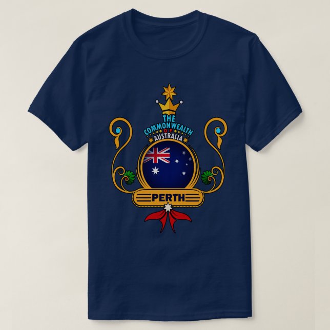 Camiseta Ouro do Orgulho da Cidade de Perth - Austrália Fla (Frente do Design)