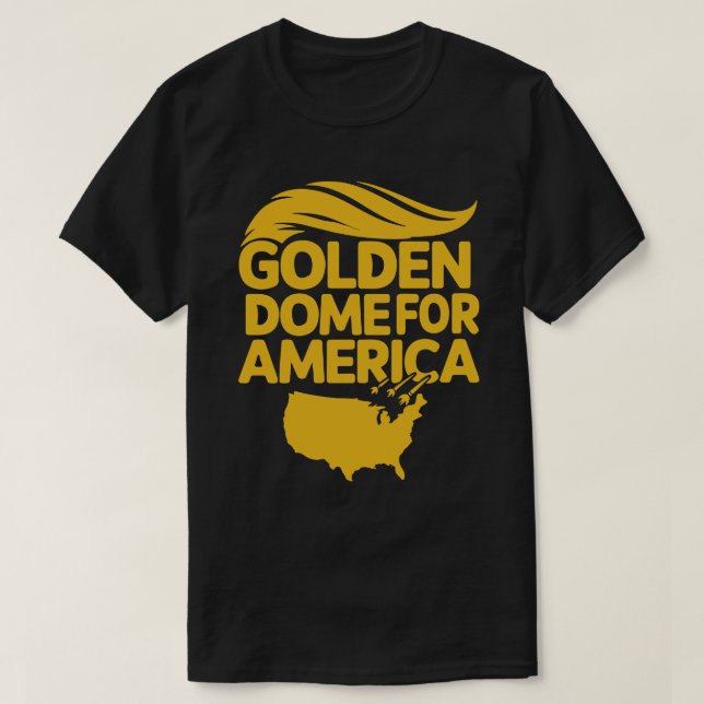 Camiseta "Ouro Dome For America: Hair Shield USA" Sátira (Frente do Design)