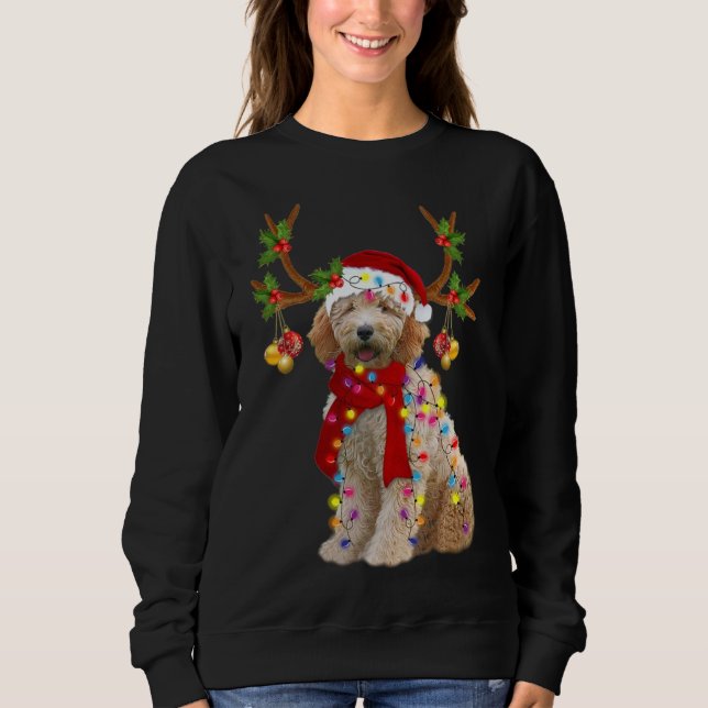 Camiseta Ouro Doodle Gorgee Reindeer Árvore de Natal Lig (Frente)