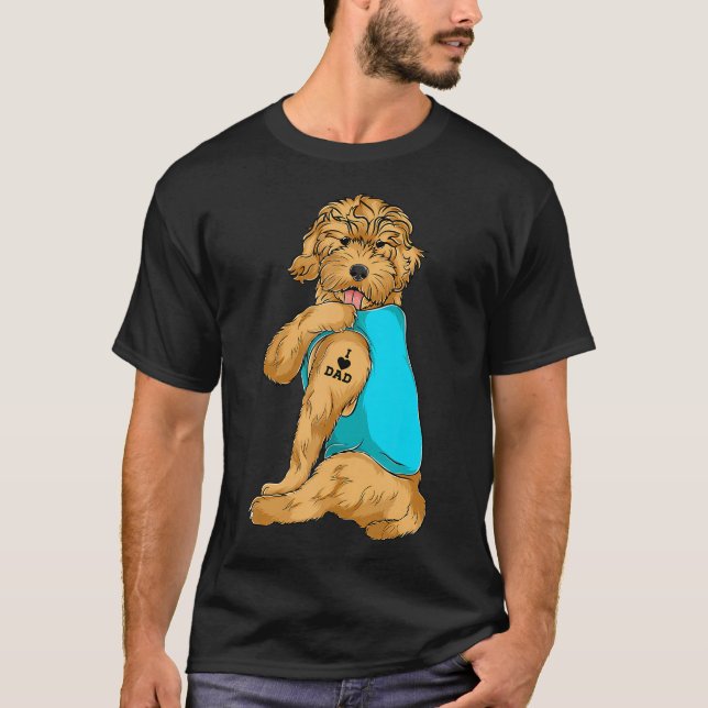 Camiseta Ouro Doodle I Love Pai Tatto Roupa Dog Pai (Frente)