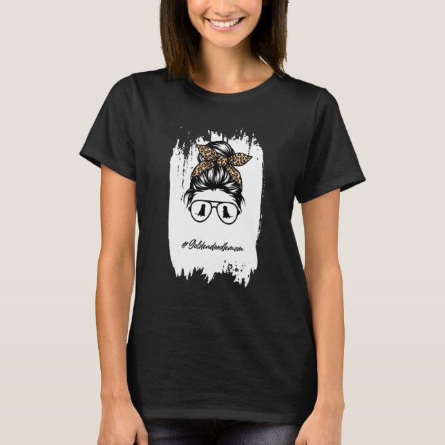 Camiseta Ouro Doodle Mãe Sangrando Mão Triste Leopard (Frente)