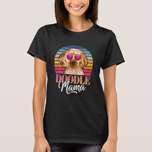 Camiseta Ouro Doodle Mama Cachorro Cachorro Cachorro Cachor (Frente)