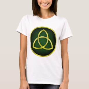 Camiseta ouro e triquetra verde