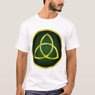 Camiseta ouro e triquetra verde