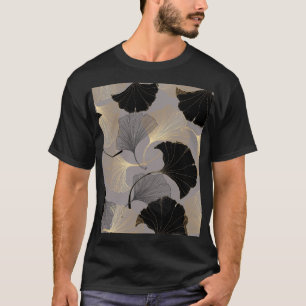 Camiseta Ouro elegante Ginkgo, fundo vintage.