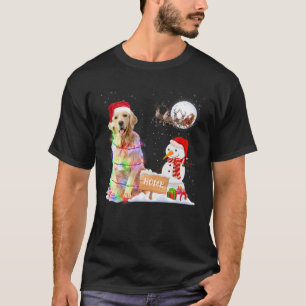Camiseta Ouro Engraçado Cachorro Cachorro Natal Snowman Xma