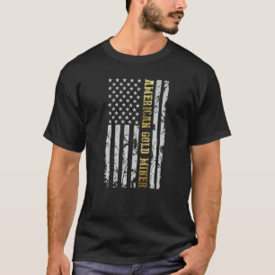 Camiseta Ouro EUA Flag para American Dourado Miner 1