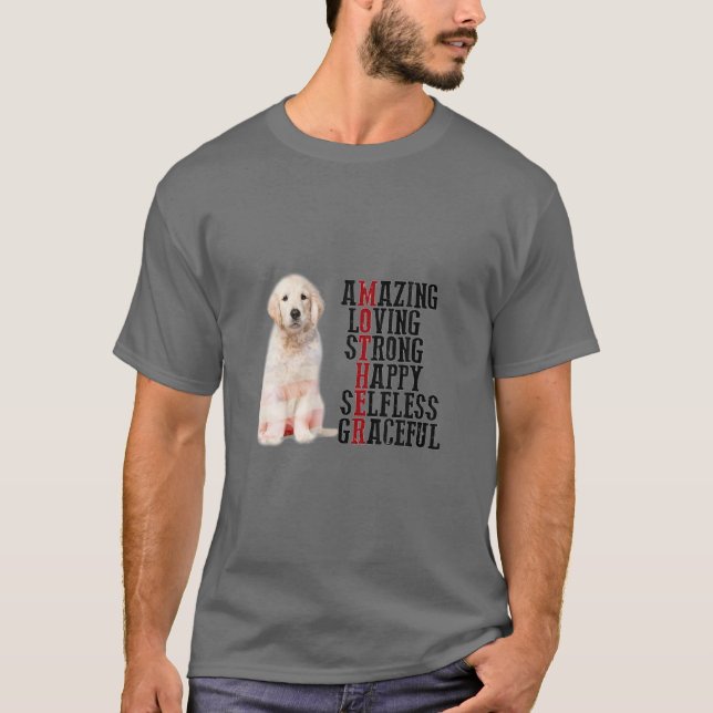 Camiseta Ouro Feliz Cachorro do Retriever Mãe Cachorro Mo (Frente)
