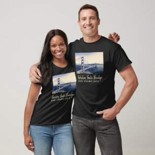 Camiseta Ouro Gate Bridge San Francisco Watercolor Art