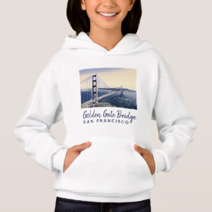 Camiseta Ouro Gate Bridge San Francisco Watercolor Art